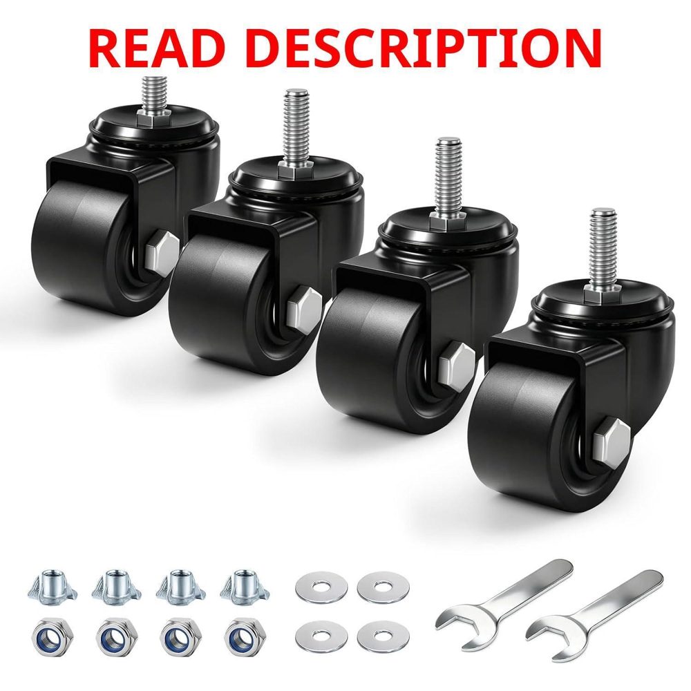2" Casters Set of 4 3/8"-16x1 Swivel Wheels