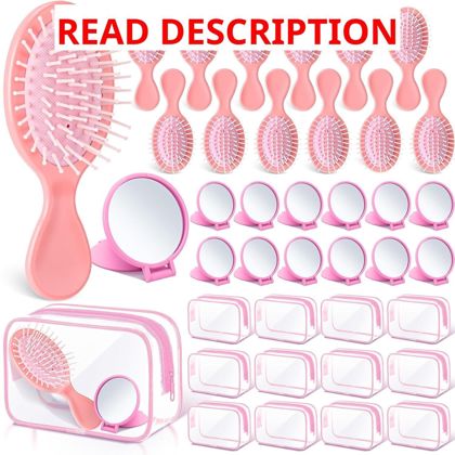 Meanplan 36 Pcs Mini Hair Brush Set Pink