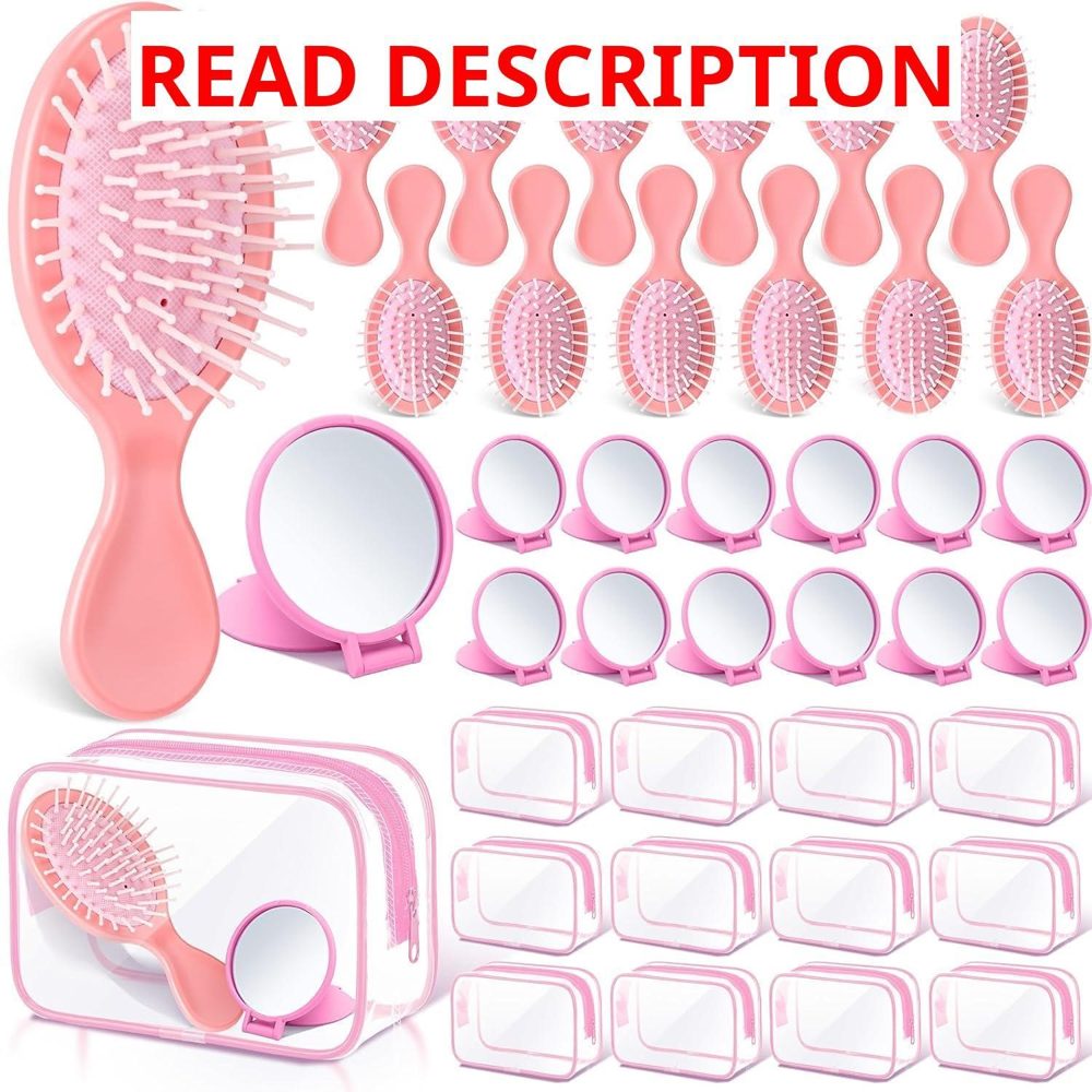 Meanplan 36 Pcs Mini Hair Brush Set Pink