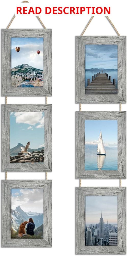4x6 Collage Frames Set of 2 Rustic Gray Wood