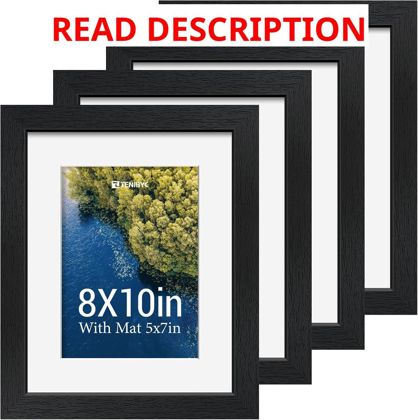 8x10 Picture Frame 4 Pack Black Wood Glass