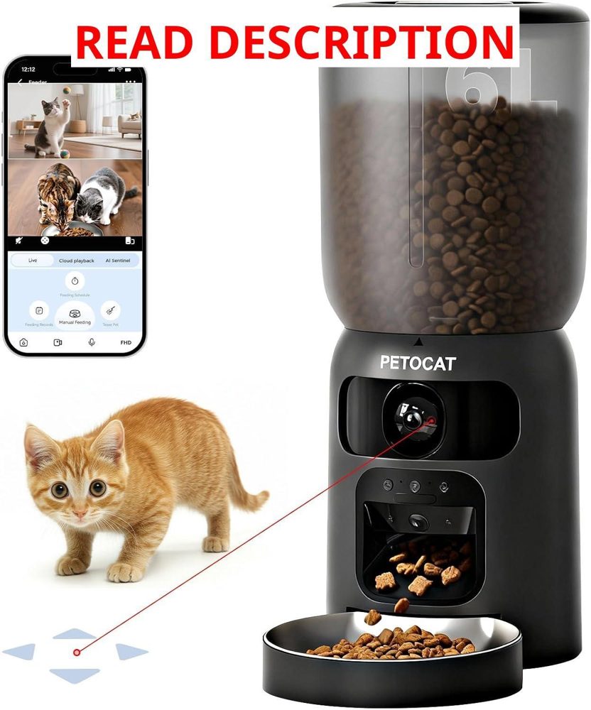 AI Automatic Cat Feeder with 2K Cameras Wi-Fi