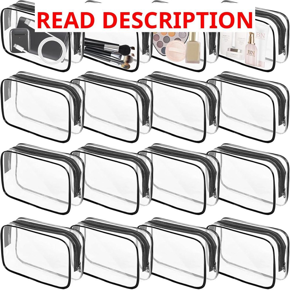 Clear Makeup Bags TSA Pouch PVC Black