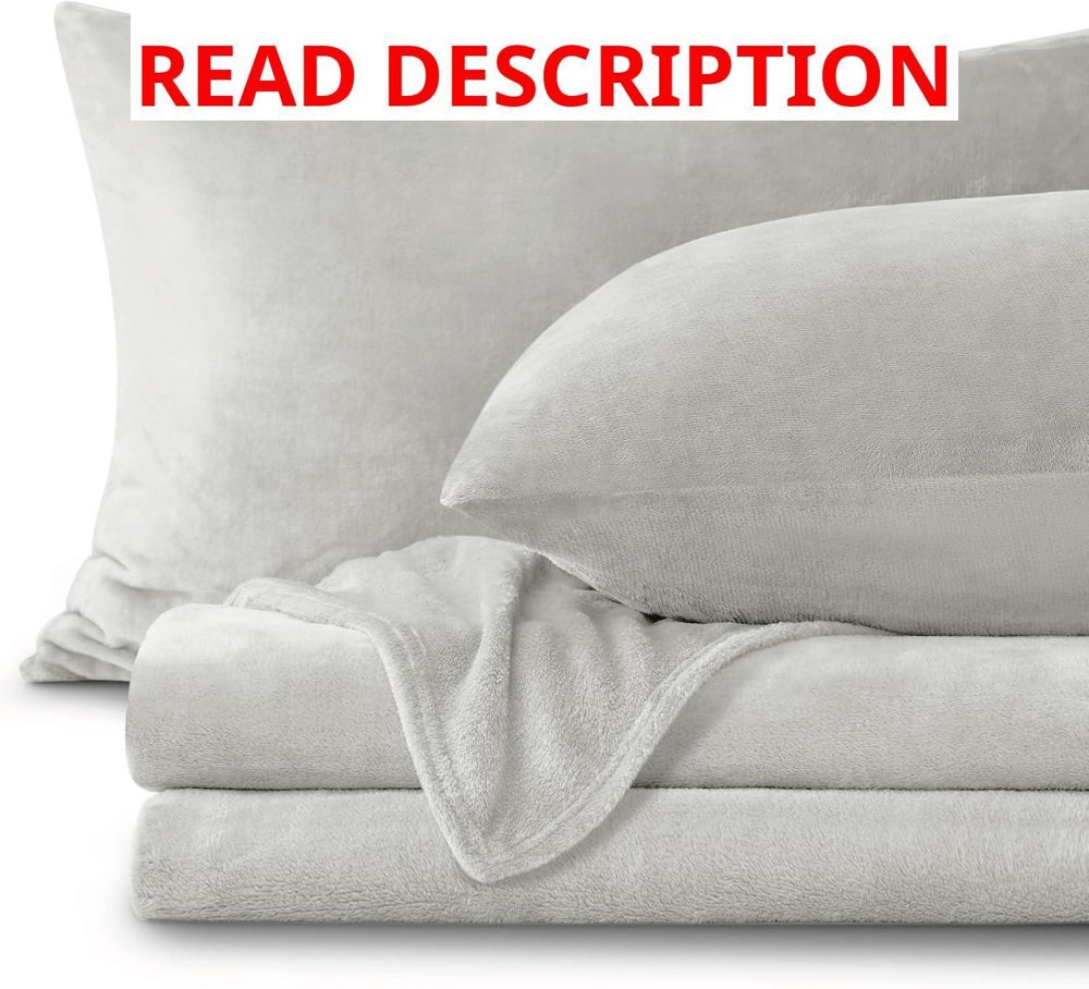 BEDELITE Flannel Sheets Queen Light Grey