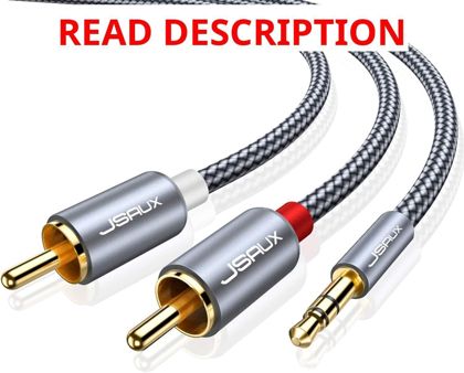JSAUX 4ft Aux to RCA Male Male Y Cord Grey
