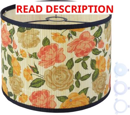 Bamboo Lamp Shade with Tropical Plants Drum