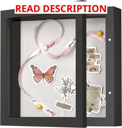 8x8 Shadow Box Frame with Linen Back Black