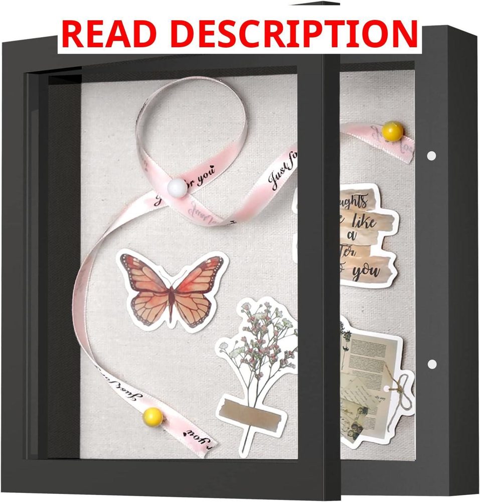 8x8 Shadow Box Frame with Linen Back Black