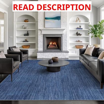 Washable Rugs 7x9 - Non Slip Area Rug Navy