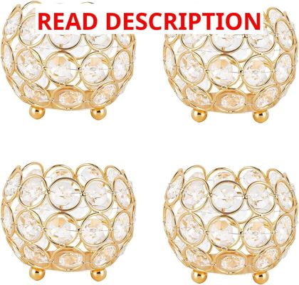 Gold Crystal Votive Candle Holders 4-Pack