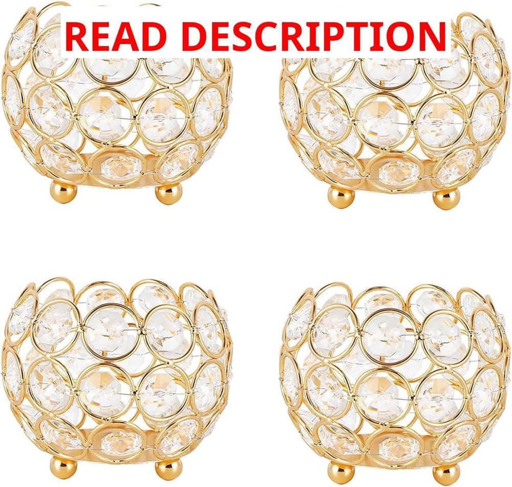 Gold Crystal Votive Candle Holders 4-Pack