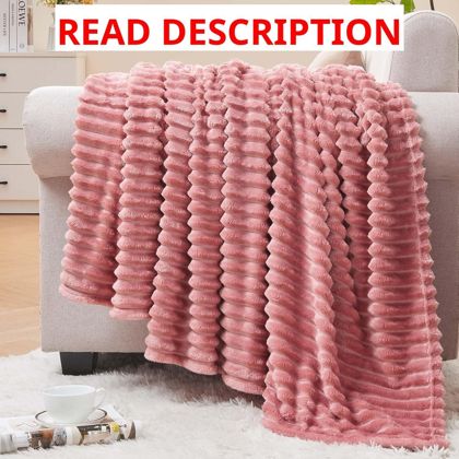 Bedelite 3D Ribbed Pink Fleece Throw 50x60