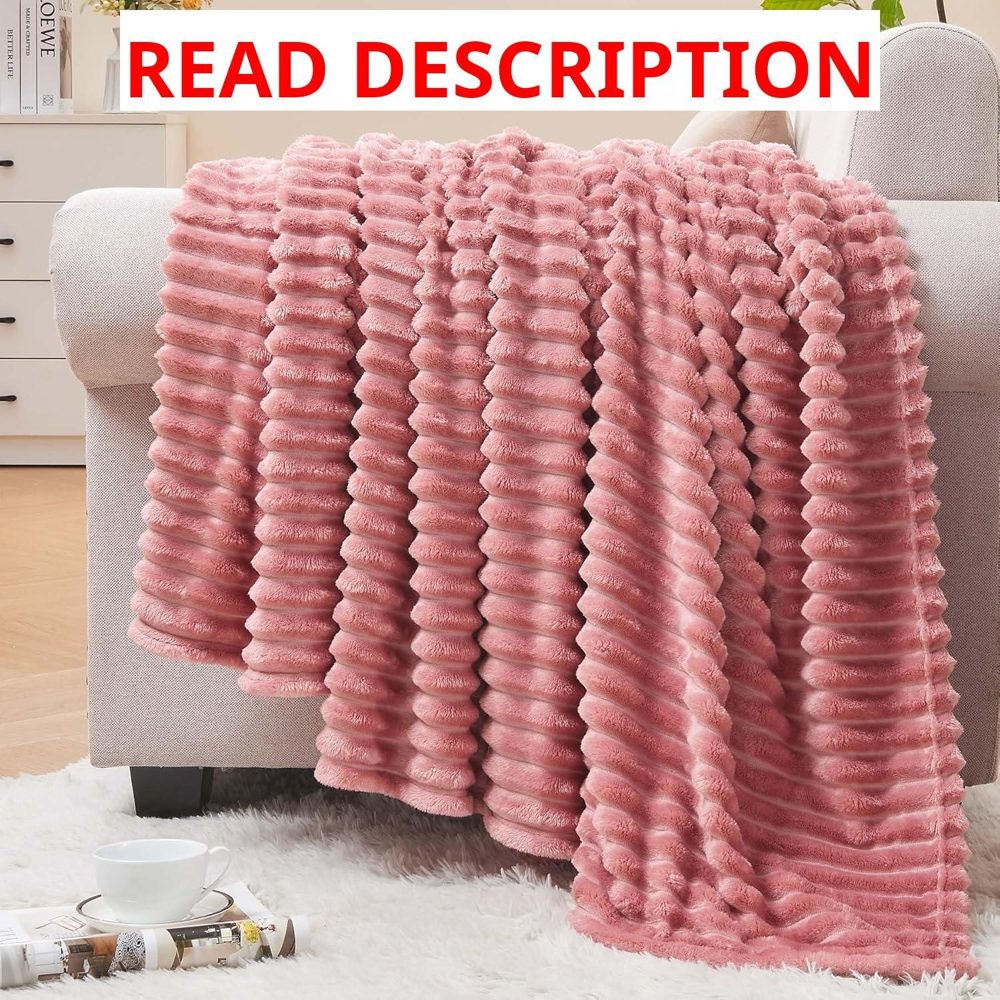 Bedelite 3D Ribbed Pink Fleece Throw 50x60