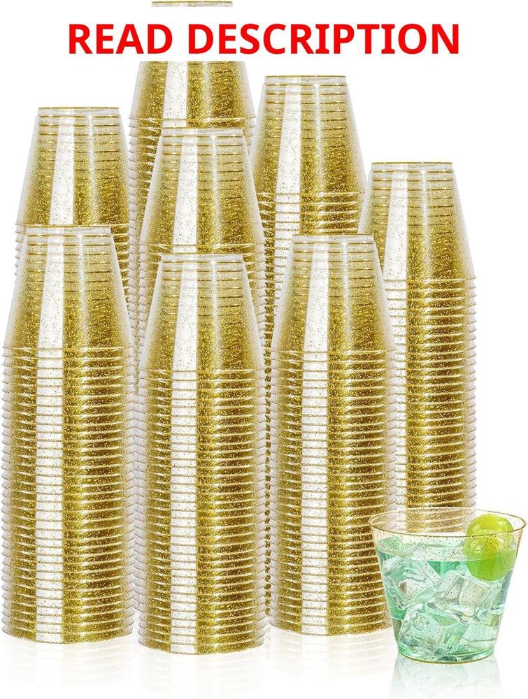 I00000 5oz Shot Glasses Gold Glitter Cups