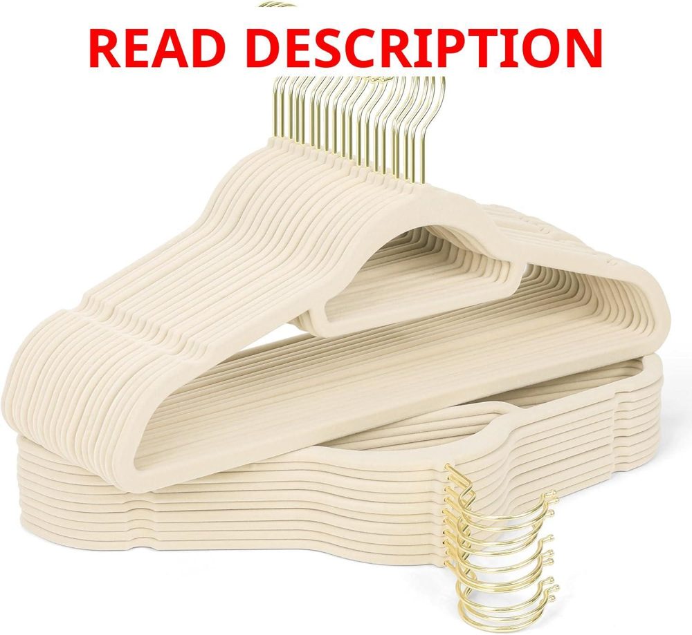 MIZGI Velvet Hangers 30 Pack with Gold Hooks