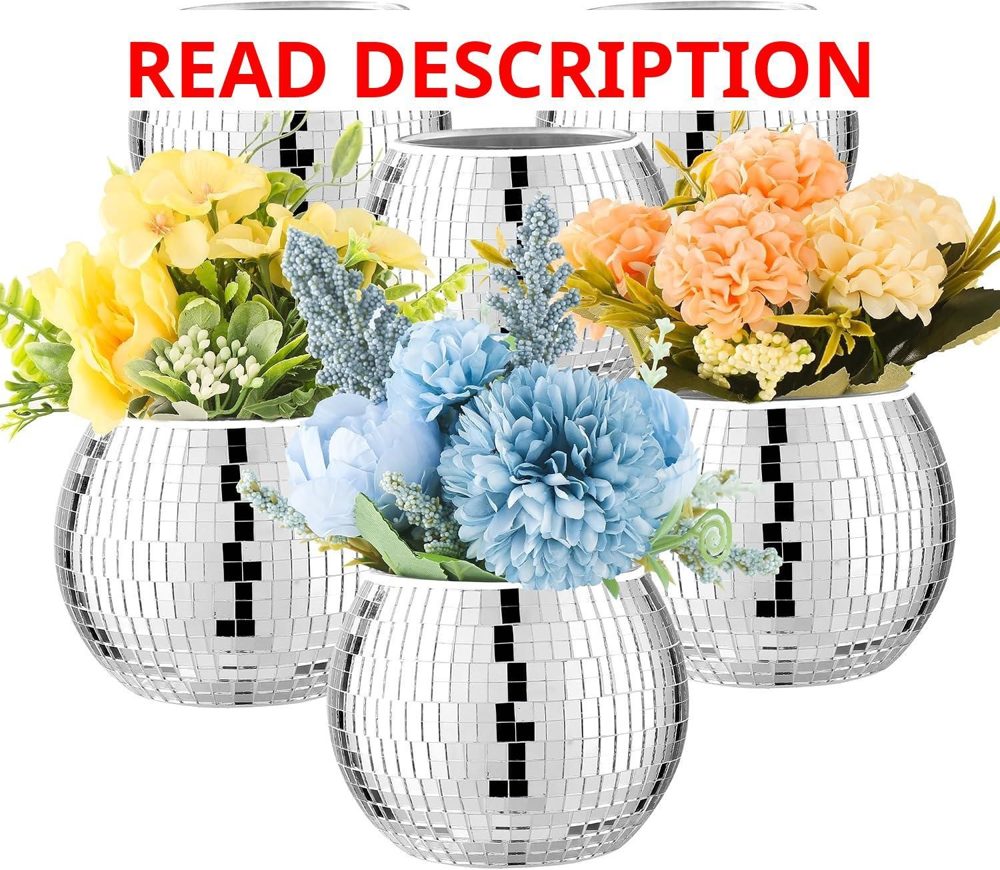 Disco Ball Vase 6 Pcs Centerpiece Decor 3x4"