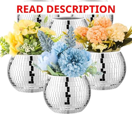 Disco Ball Vase 6 Pcs Centerpiece Decor 3x4"