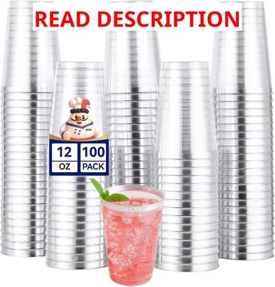 JOLLY CHEF 12 oz Cups Silver Rim 100 Pack Clear