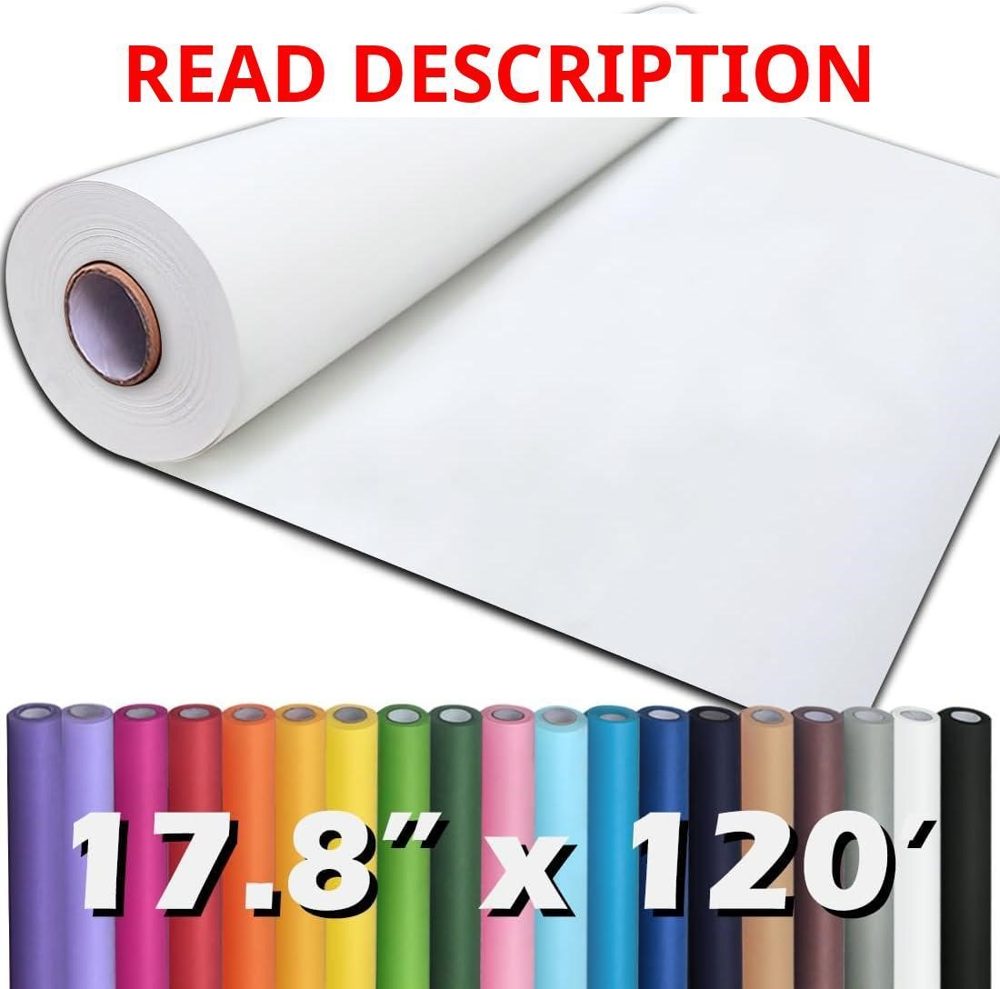 PerkHomy 17.8" x 120' White Kraft Paper Roll