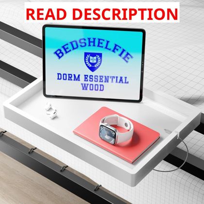 BedShelfie Wood Bedside Shelf - White