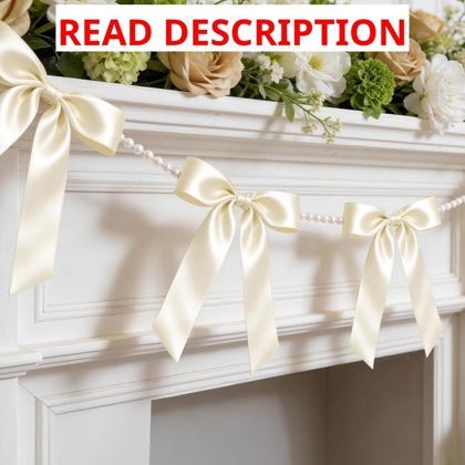 2 Strings White Bow Garland Banner