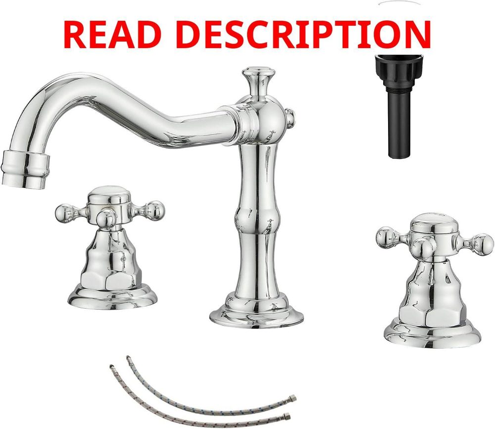 Chrome Widespread Sink Faucet with Drain