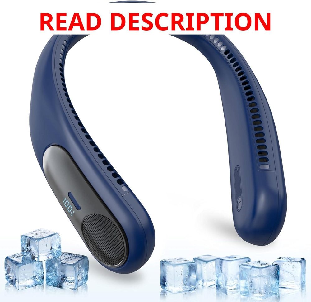 Neck Fan 4-Speed USB Rechargeable (Blue)