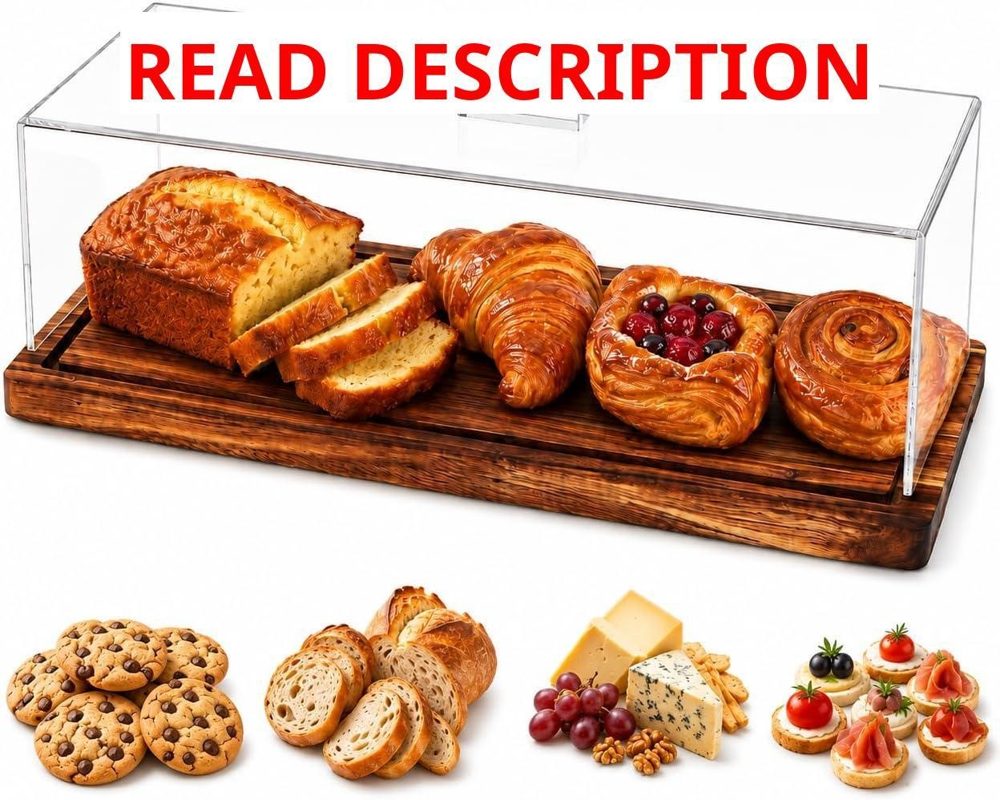 Acacia Wood Pastry Display Tray with Lid