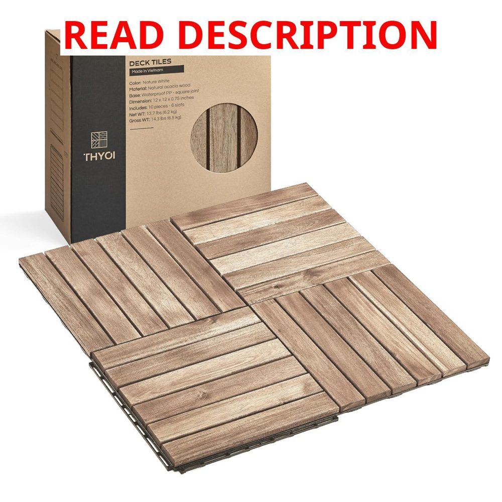 Acacia Interlocking Deck Tiles 12x12 White