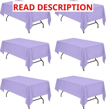 BRILLMAX 6 Pack Lavender Tablecloth 60x102"