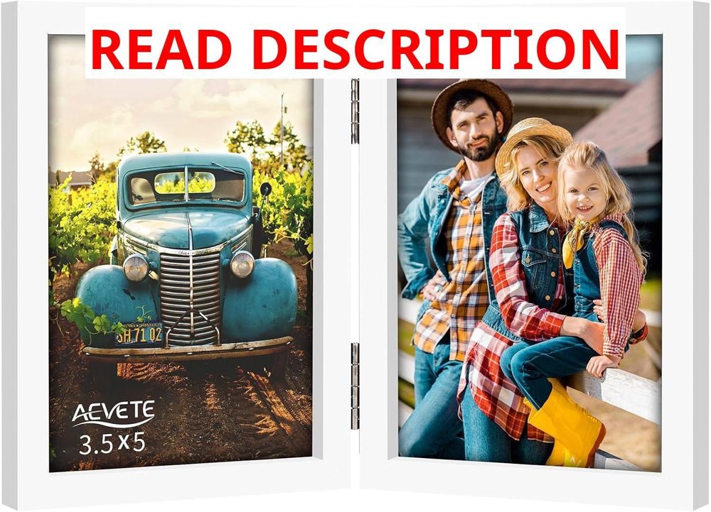 AEVETE 3.5x5 Wood Folding Picture Frames White