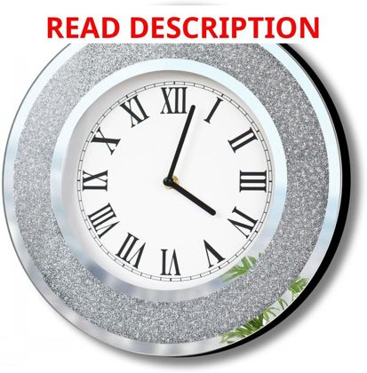 DMDFIRST Bling Round Mirror Clock 12"