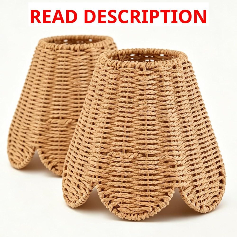 Boho Rattan Lamp Shades 2 Pcs Handwoven