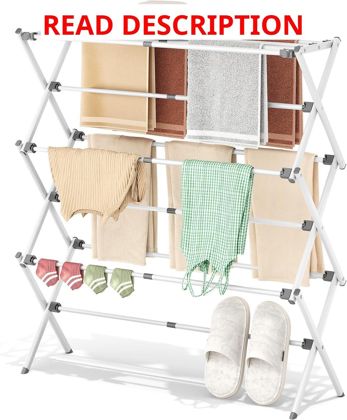 3-Tier Foldable Clothes Drying Rack White