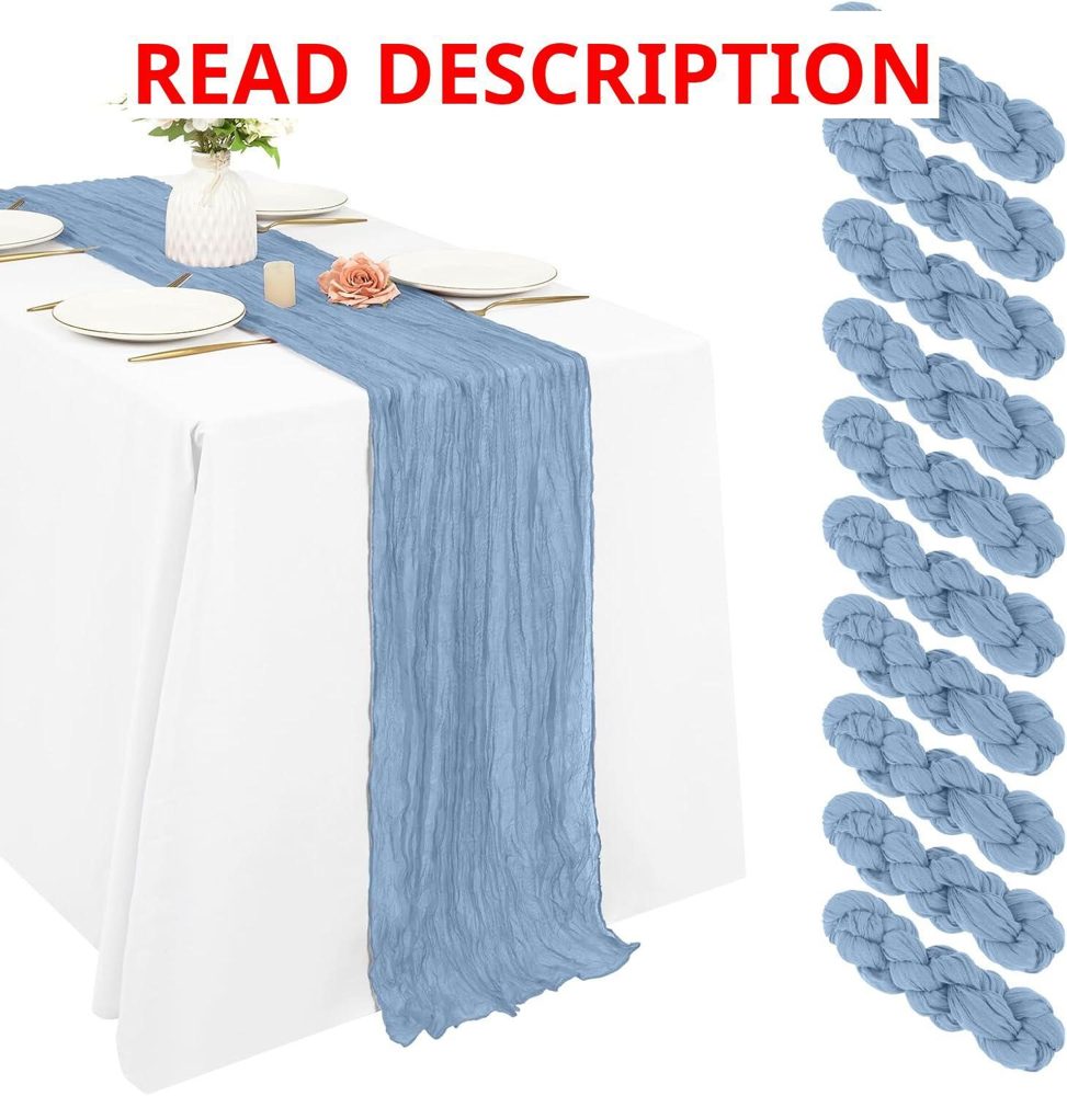 Cheesecloth Table Runner 17x108 Dusty Blue