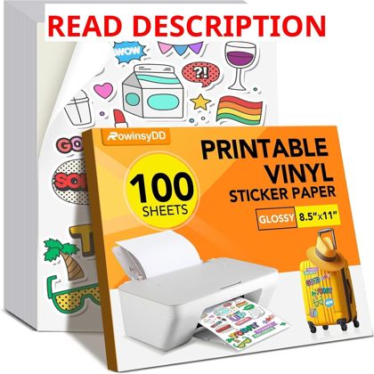 RowinsyDD 100 PCS Vinyl Sticker Paper Glossy