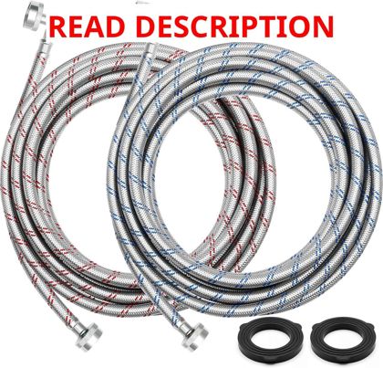 25ft Braided Washing Machine Hoses 3/4" FHT