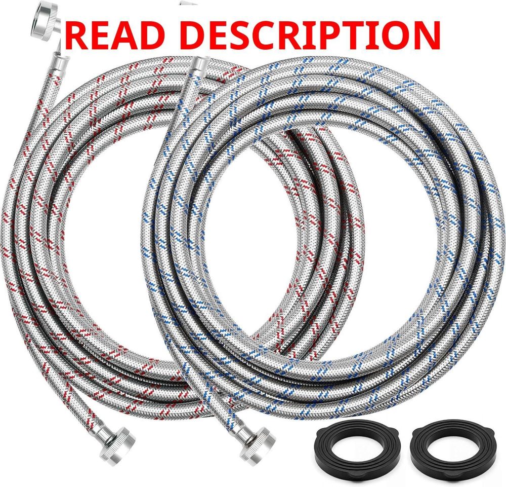 25ft Braided Washing Machine Hoses 3/4" FHT