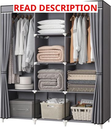 KEKIWE Portable Wardrobe Closet Grey