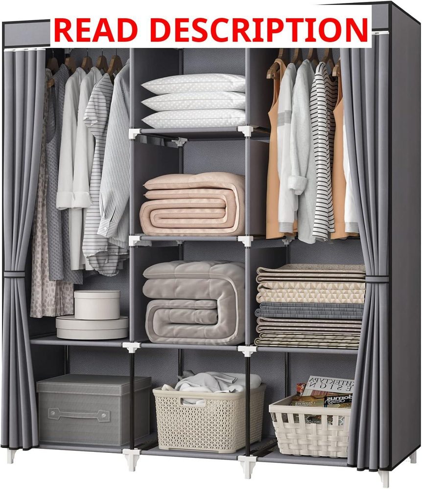 KEKIWE Portable Wardrobe Closet Grey