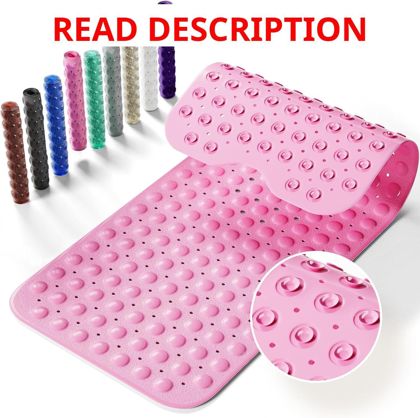 Non-Slip Bath Mat 39x16 Drain Holes Pink
