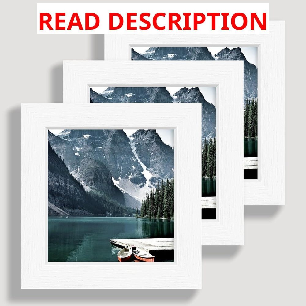 Hongkee 4x4 White Picture Frames (Set of 3)