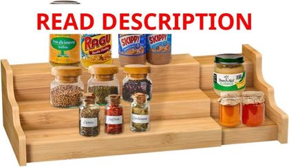 Spice Rack Organizer - 3-Tier Bamboo Shelf