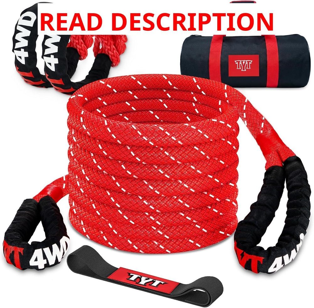TYT Kinetic Recovery Rope 1in x 30ft Red