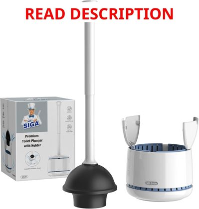 MR.SIGA Toilet Plunger with Holder White