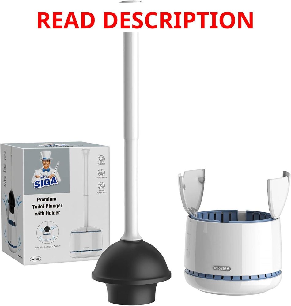 MR.SIGA Toilet Plunger with Holder White