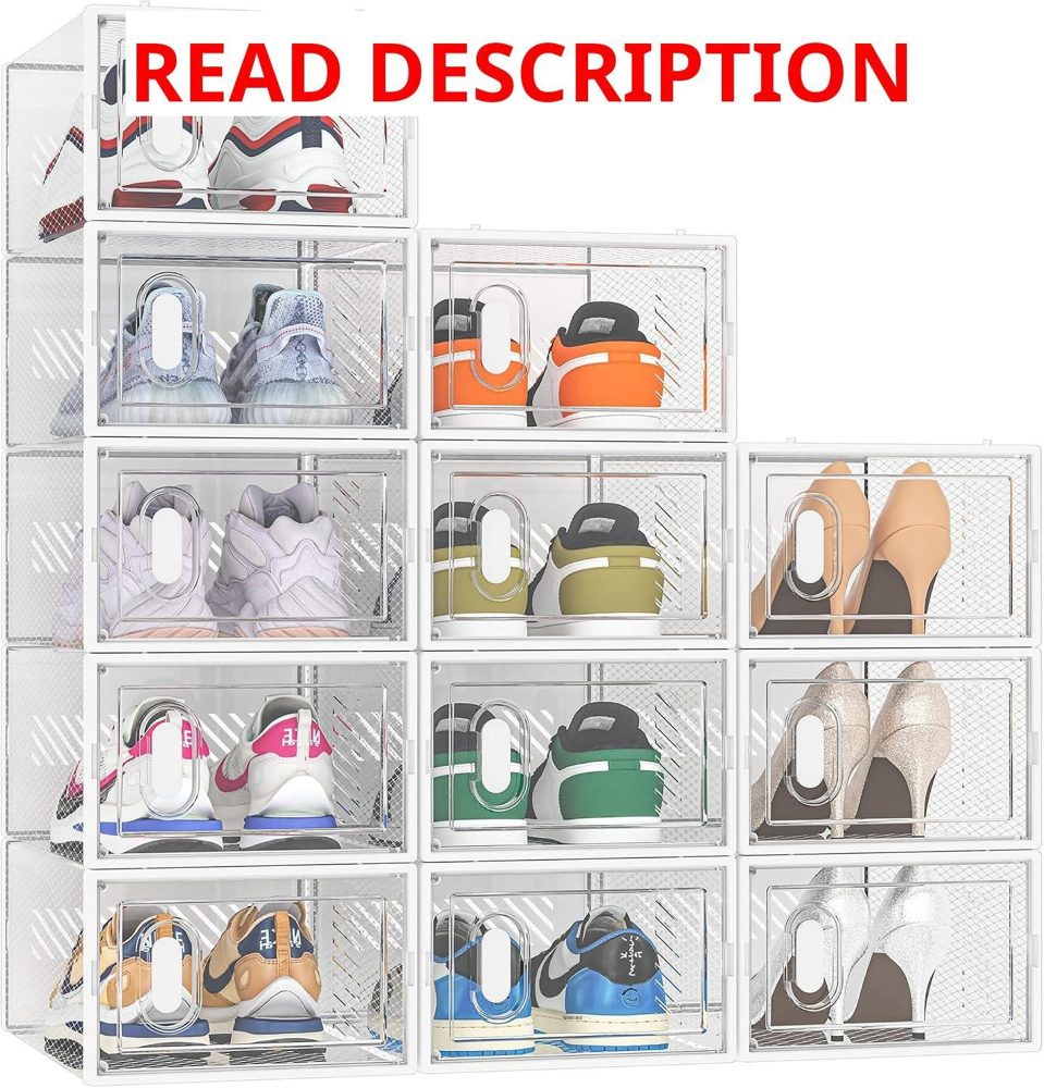Homidec Clear Shoe Storage Boxes 12 Pack