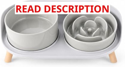 Elevated Slow Feeder Dog Bowls with Stand Grey