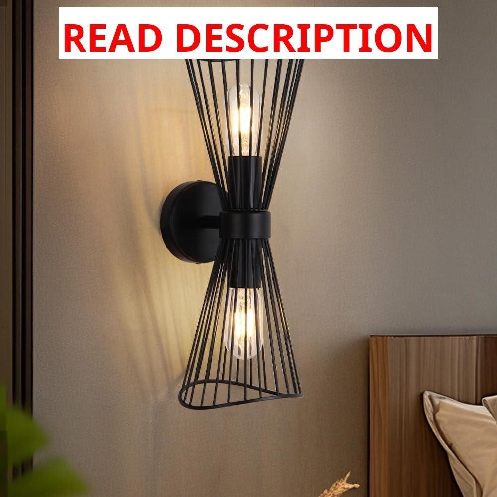 2-Light Black Farmhouse Wall Sconce Up & Down