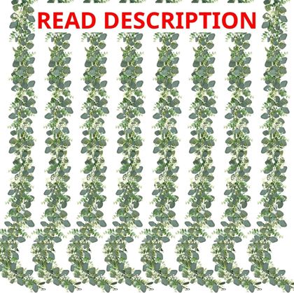 Sggvecsy 8 Pack Eucalyptus Garland Faux Leaves